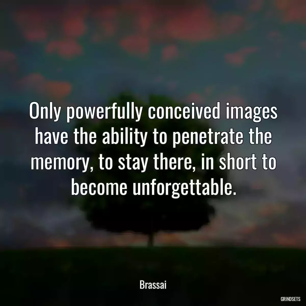 Only powerfully conceived images have the ability to penetrate the memory, to stay there, in short to become unforgettable.