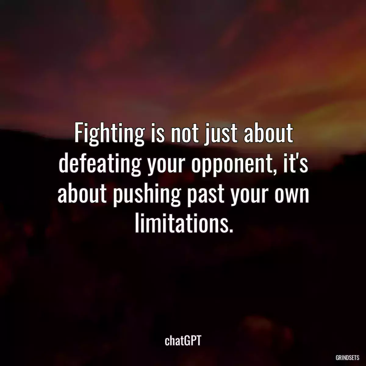 Fighting is not just about defeating your opponent, it\'s about pushing past your own limitations.