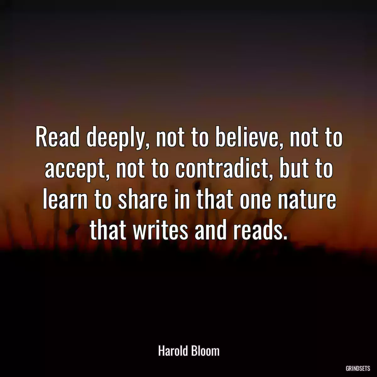 Read deeply, not to believe, not to accept, not to contradict, but to learn to share in that one nature that writes and reads.