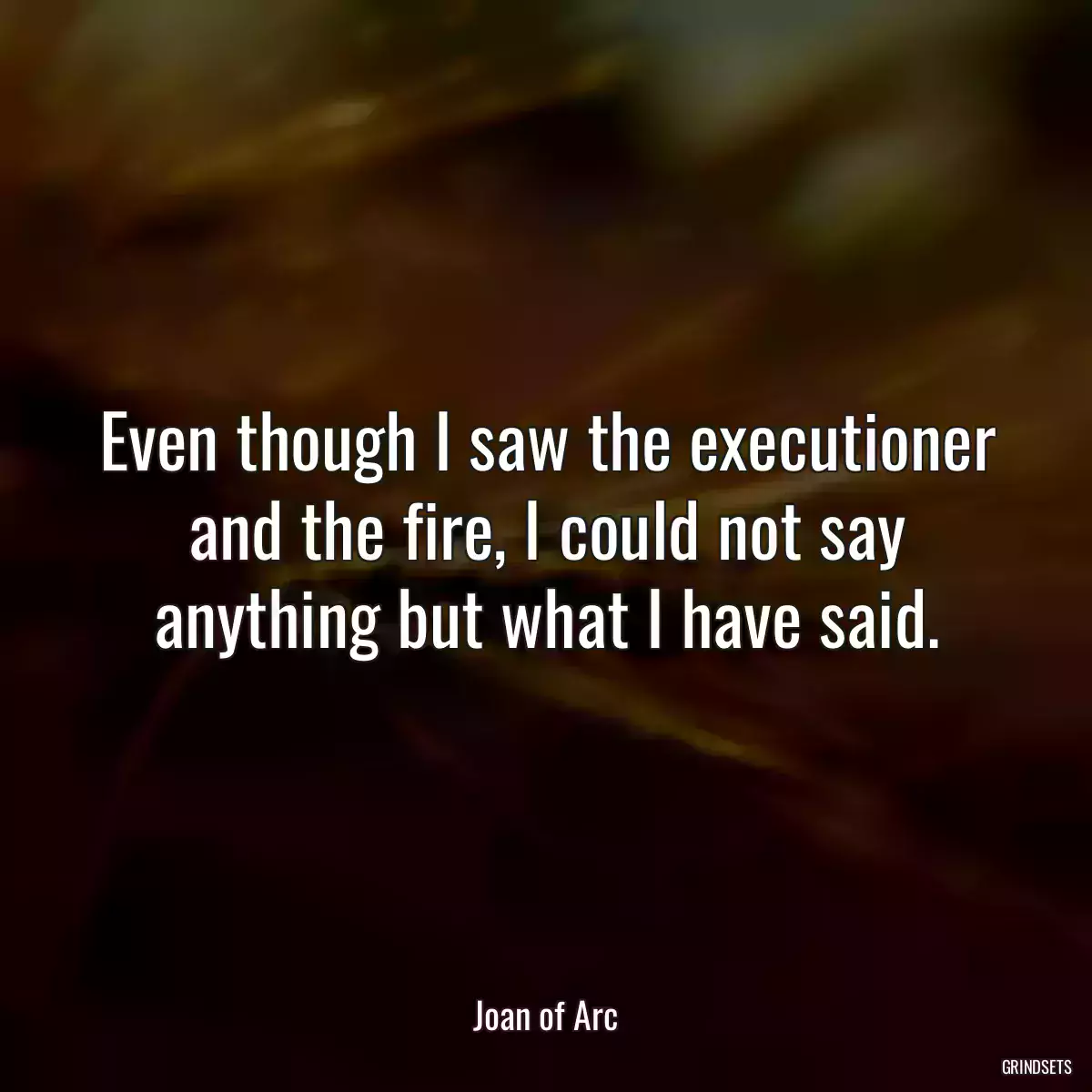 Even though I saw the executioner and the fire, I could not say anything but what I have said.