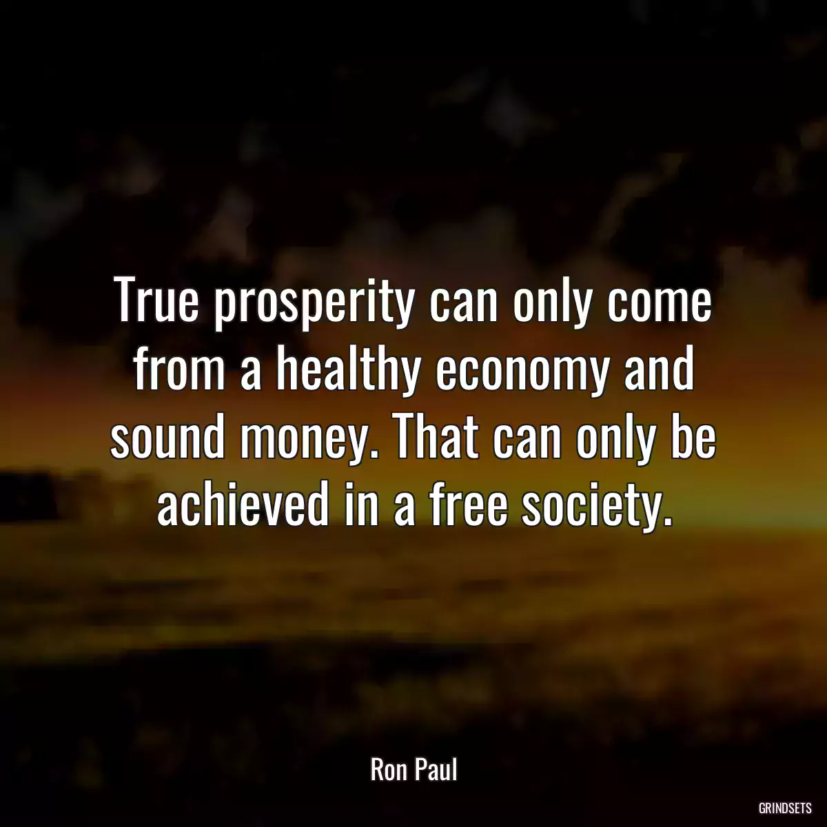 True prosperity can only come from a healthy economy and sound money. That can only be achieved in a free society.