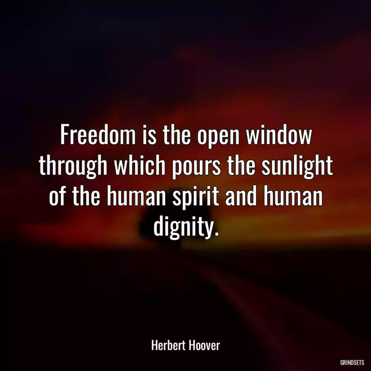 Freedom is the open window through which pours the sunlight of the human spirit and human dignity.