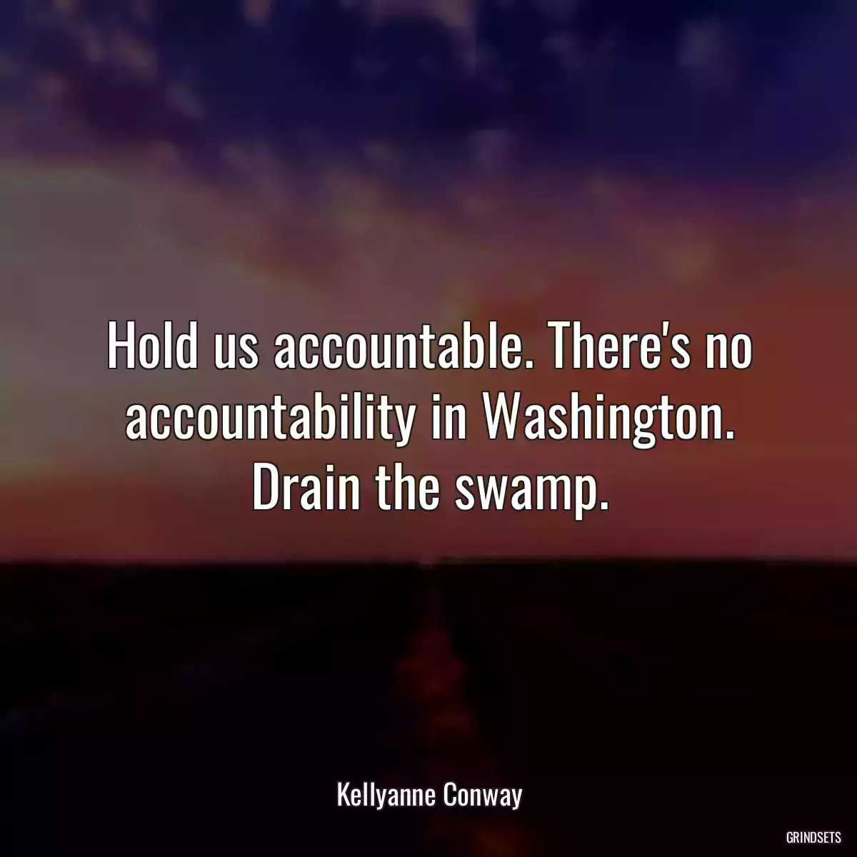 Hold us accountable. There\'s no accountability in Washington. Drain the swamp.