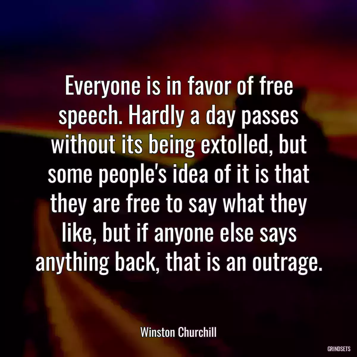 Everyone is in favor of free speech. Hardly a day passes without its being extolled, but some people\'s idea of it is that they are free to say what they like, but if anyone else says anything back, that is an outrage.