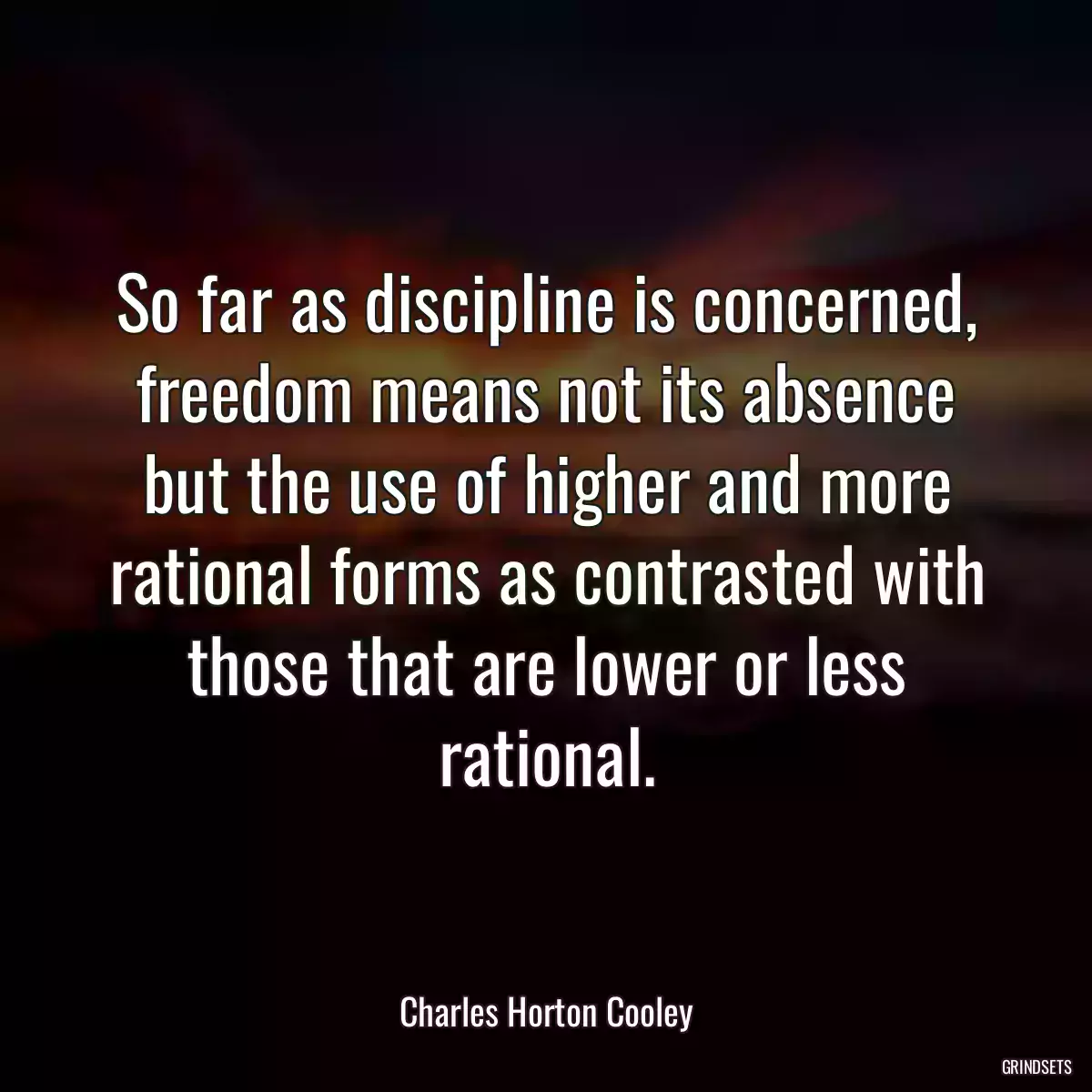 So far as discipline is concerned, freedom means not its absence but the use of higher and more rational forms as contrasted with those that are lower or less rational.