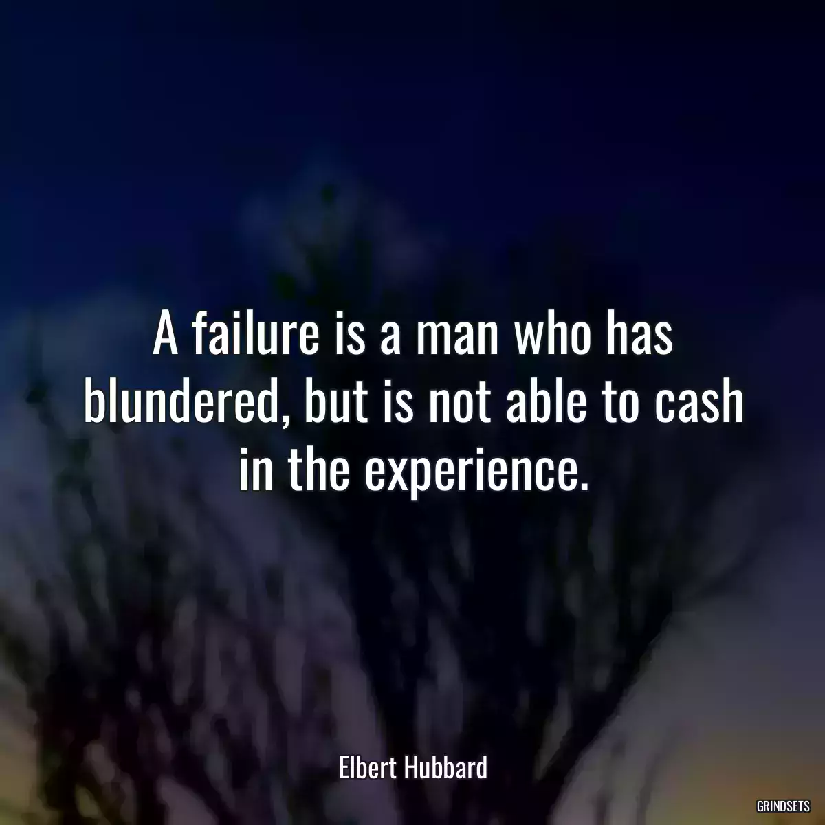 A failure is a man who has blundered, but is not able to cash in the experience.