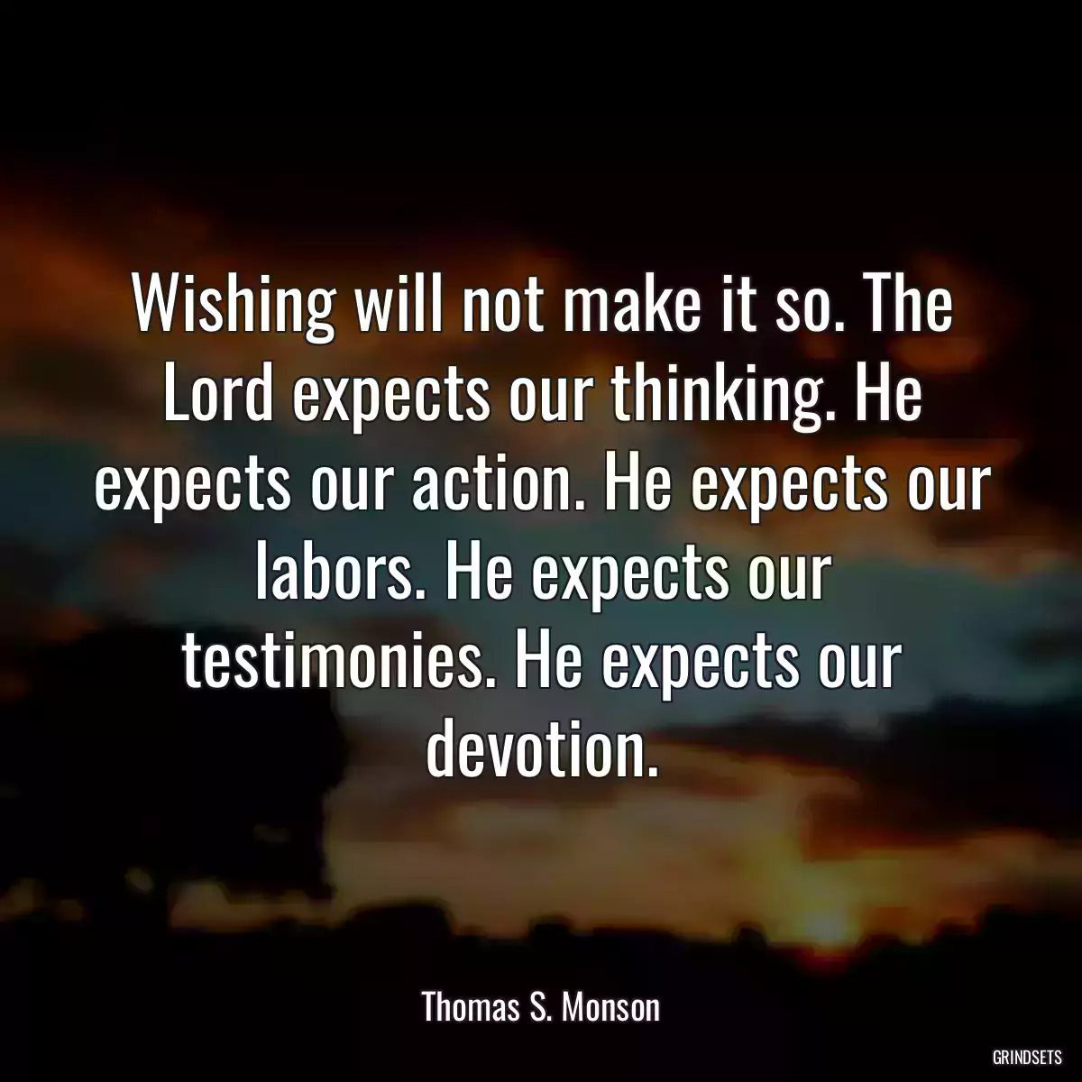 Wishing will not make it so. The Lord expects our thinking. He expects our action. He expects our labors. He expects our testimonies. He expects our devotion.