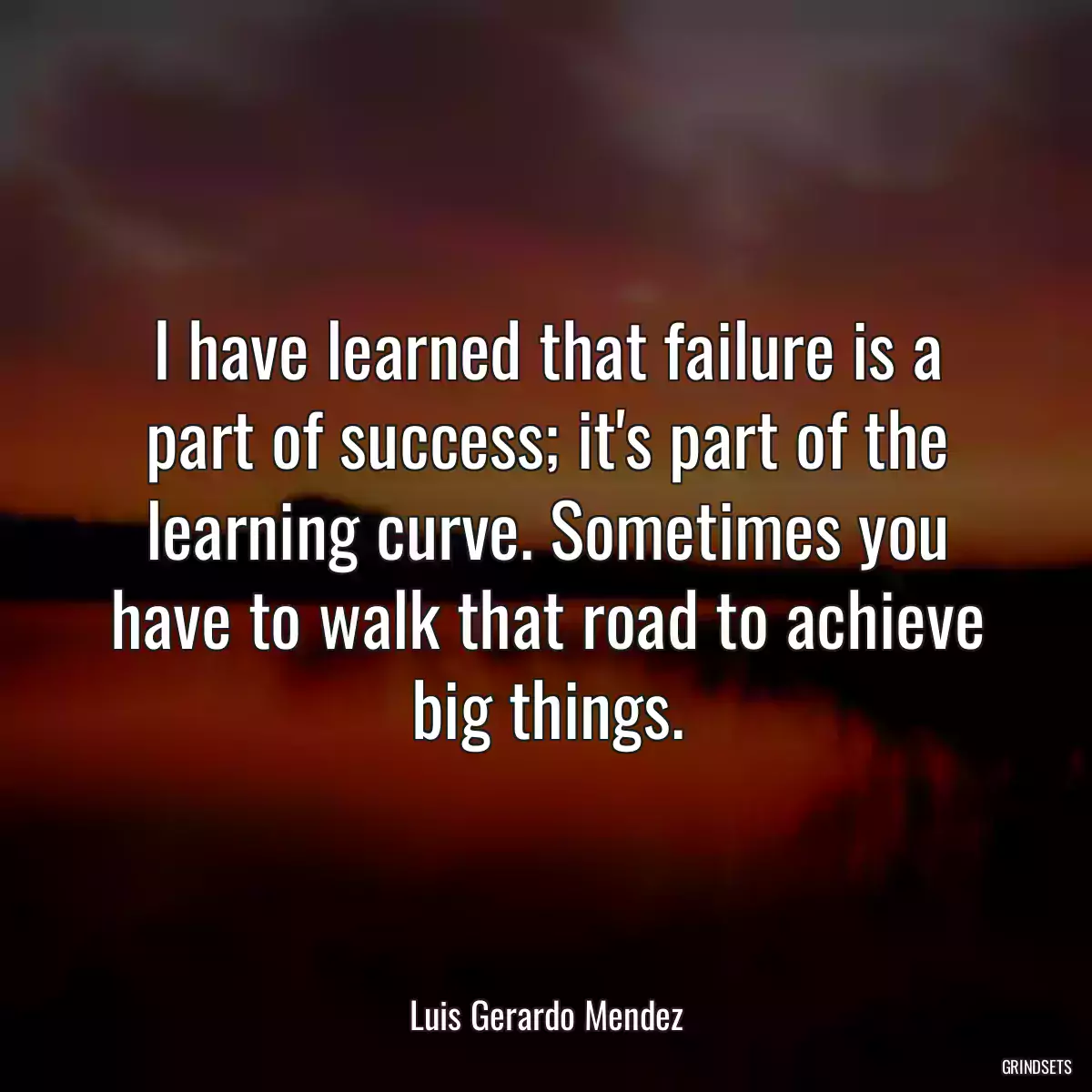 I have learned that failure is a part of success; it\'s part of the learning curve. Sometimes you have to walk that road to achieve big things.