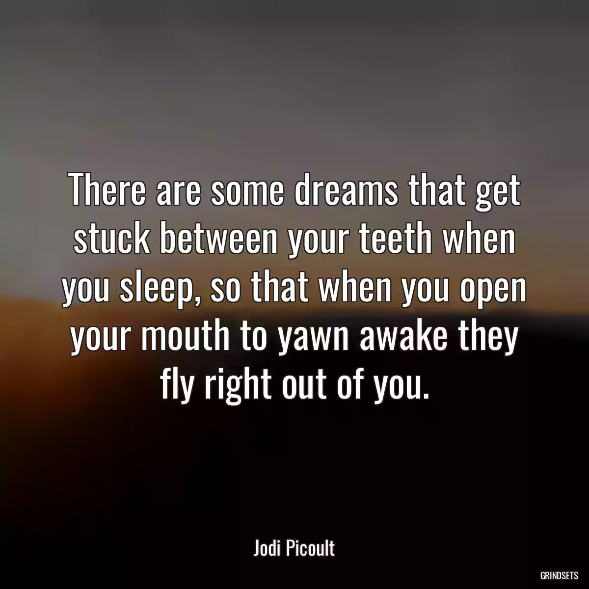 There are some dreams that get stuck between your teeth when you sleep, so that when you open your mouth to yawn awake they fly right out of you.