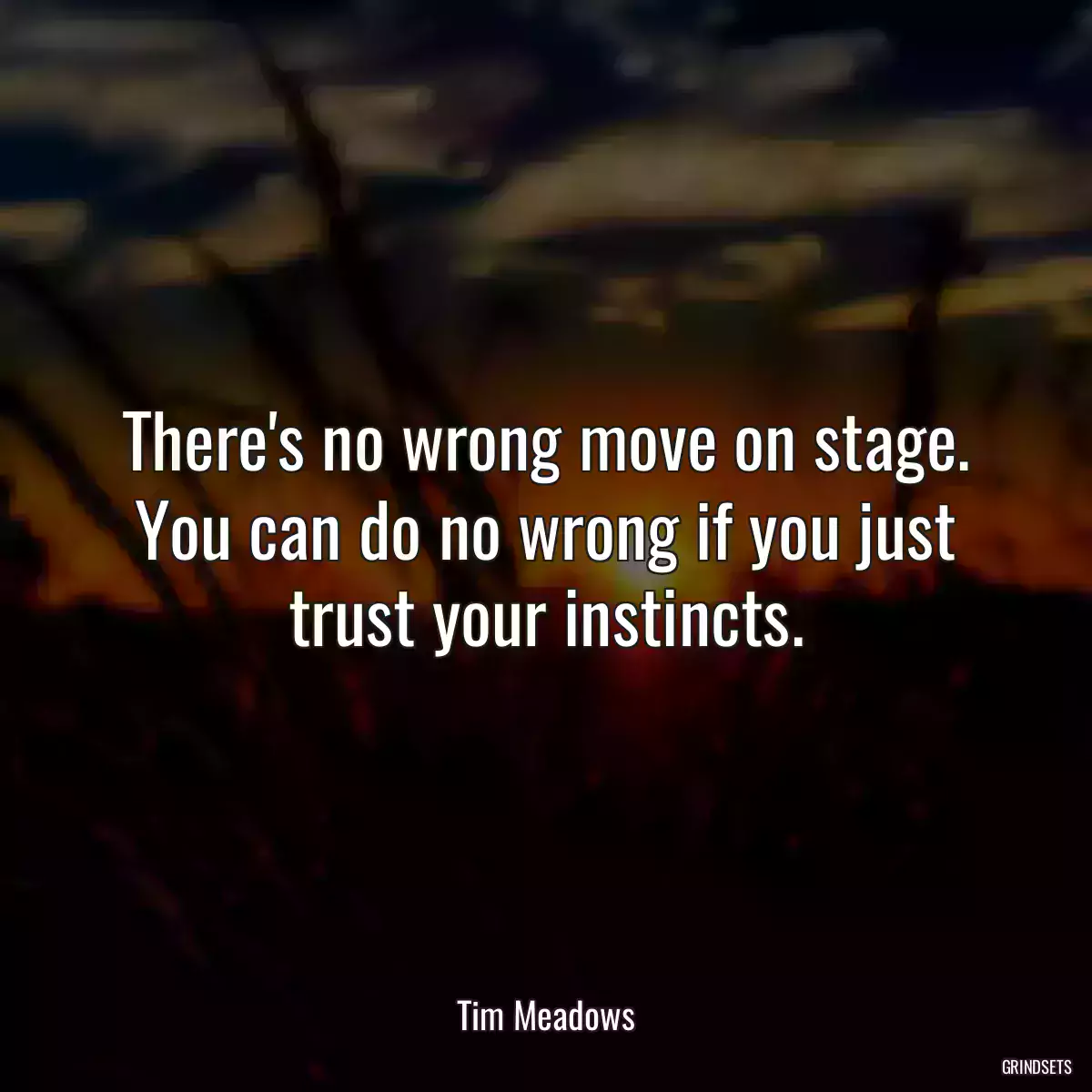 There\'s no wrong move on stage. You can do no wrong if you just trust your instincts.