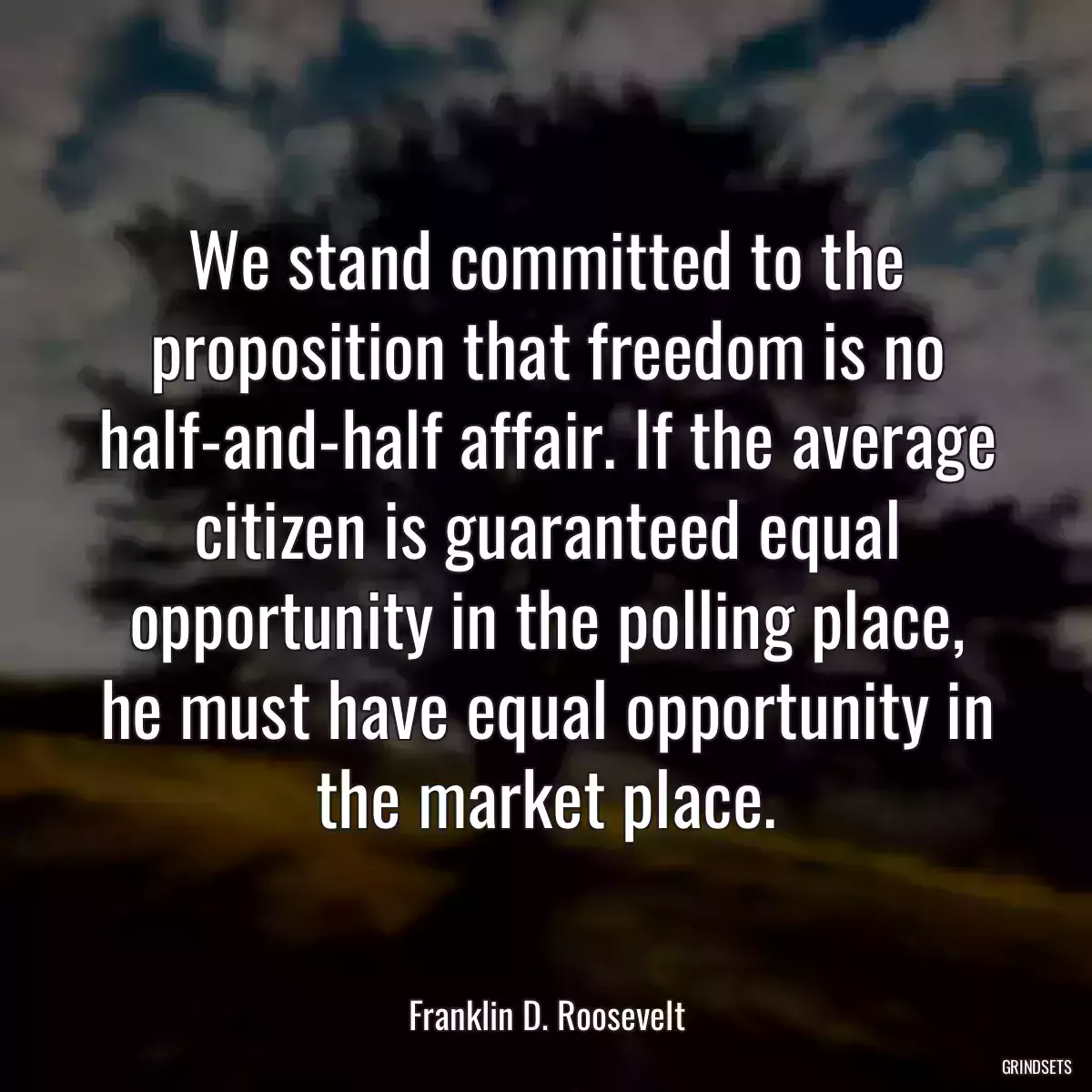 We stand committed to the proposition that freedom is no half-and-half affair. If the average citizen is guaranteed equal opportunity in the polling place, he must have equal opportunity in the market place.