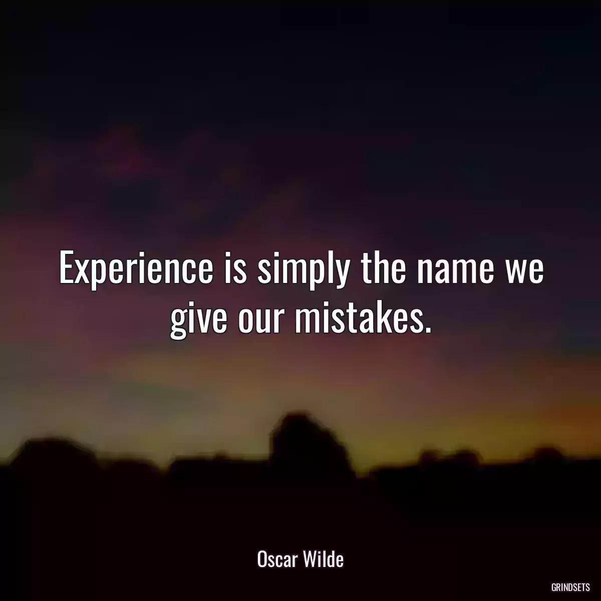 Experience is simply the name we give our mistakes.