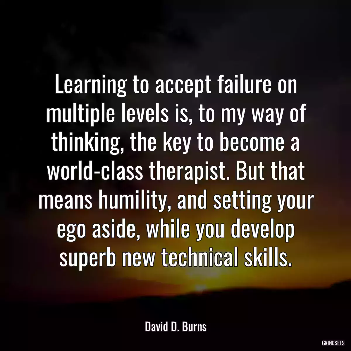 Learning to accept failure on multiple levels is, to my way of thinking, the key to become a world-class therapist. But that means humility, and setting your ego aside, while you develop superb new technical skills.