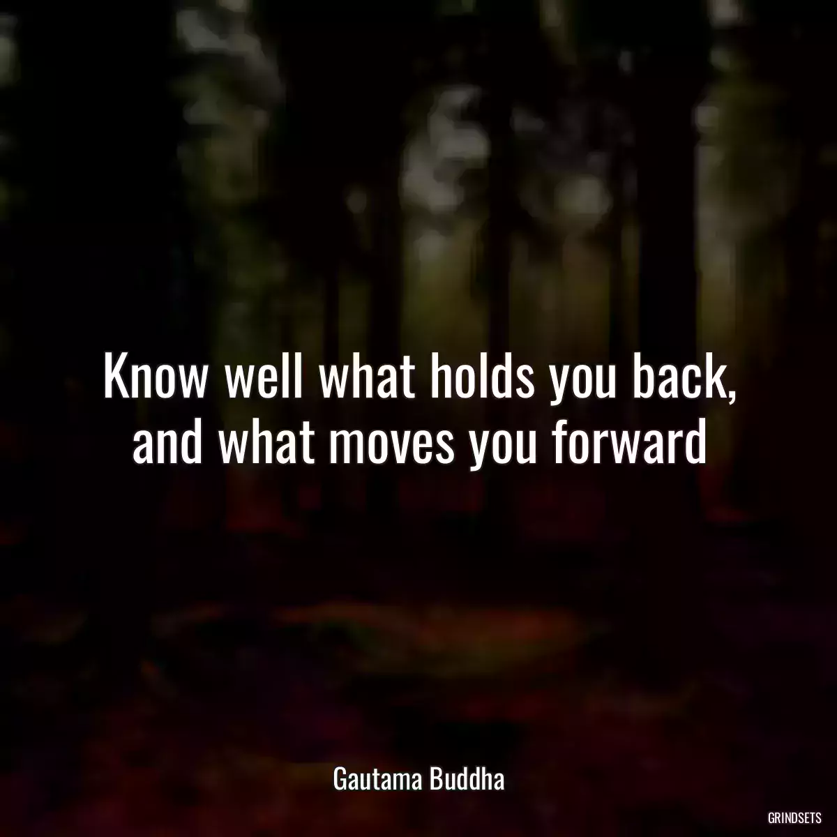 Know well what holds you back, and what moves you forward