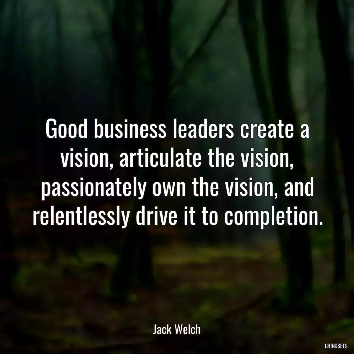 Good business leaders create a vision, articulate the vision, passionately own the vision, and relentlessly drive it to completion.