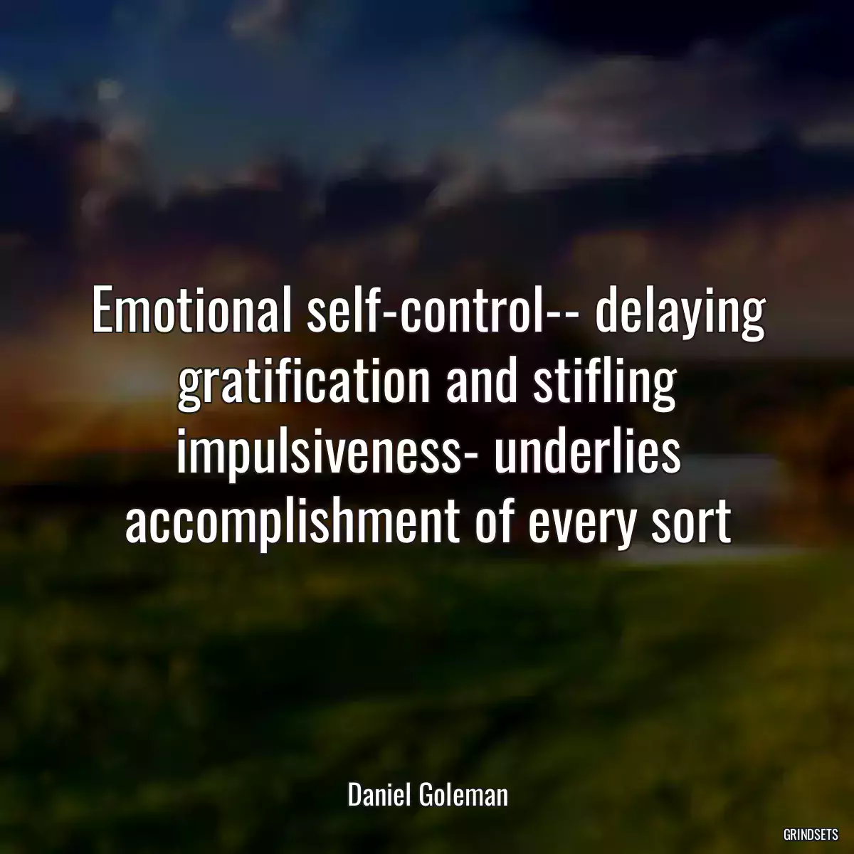 Emotional self-control-- delaying gratification and stifling impulsiveness- underlies accomplishment of every sort