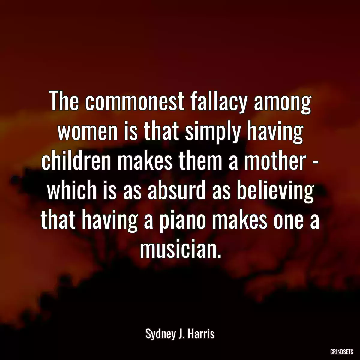 The commonest fallacy among women is that simply having children makes them a mother - which is as absurd as believing that having a piano makes one a musician.