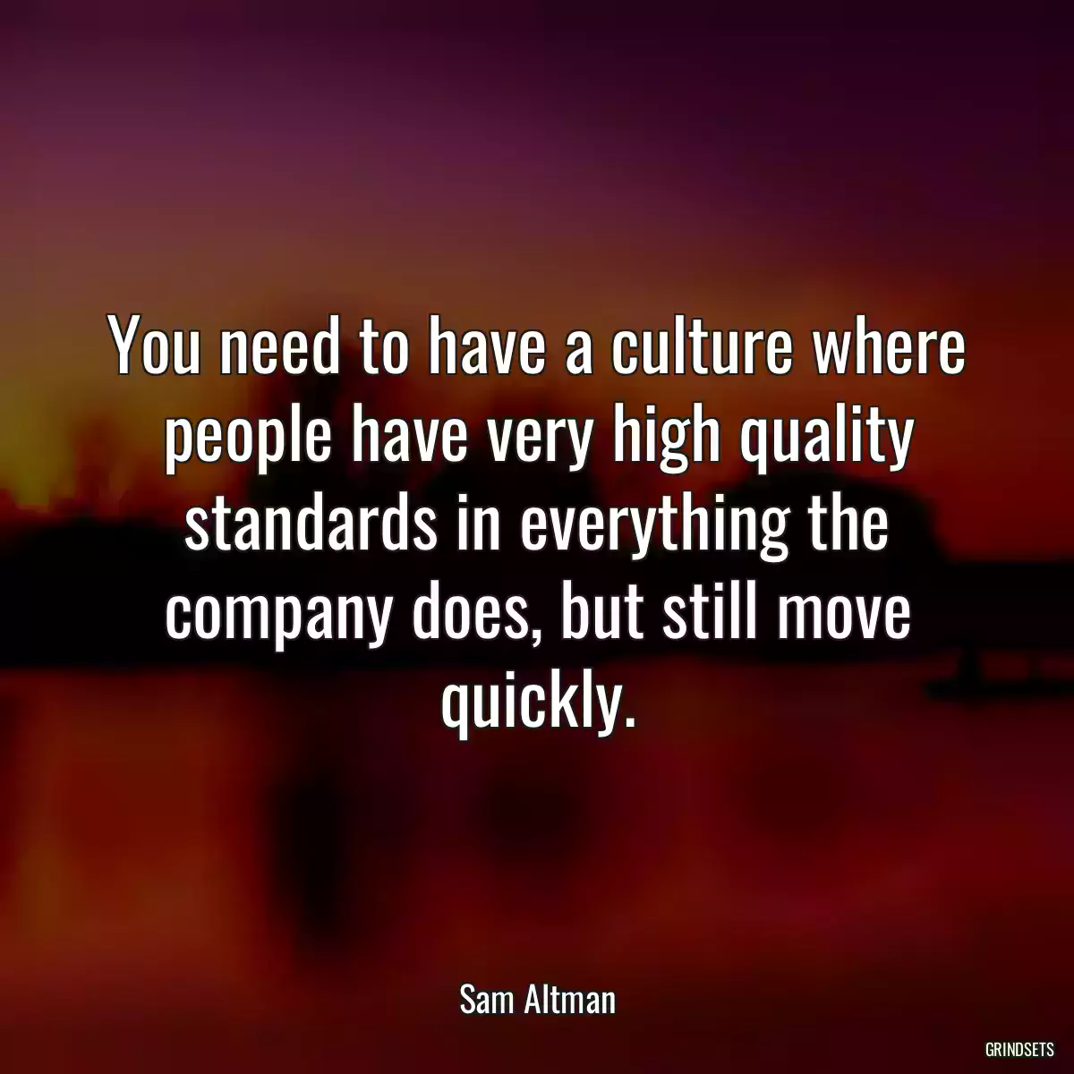 You need to have a culture where people have very high quality standards in everything the company does, but still move quickly.