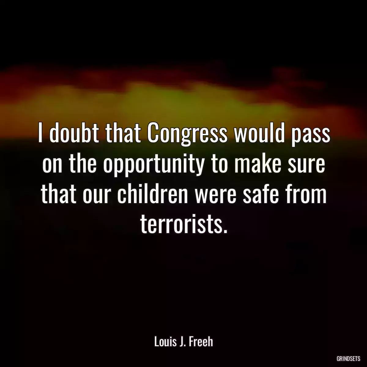 I doubt that Congress would pass on the opportunity to make sure that our children were safe from terrorists.