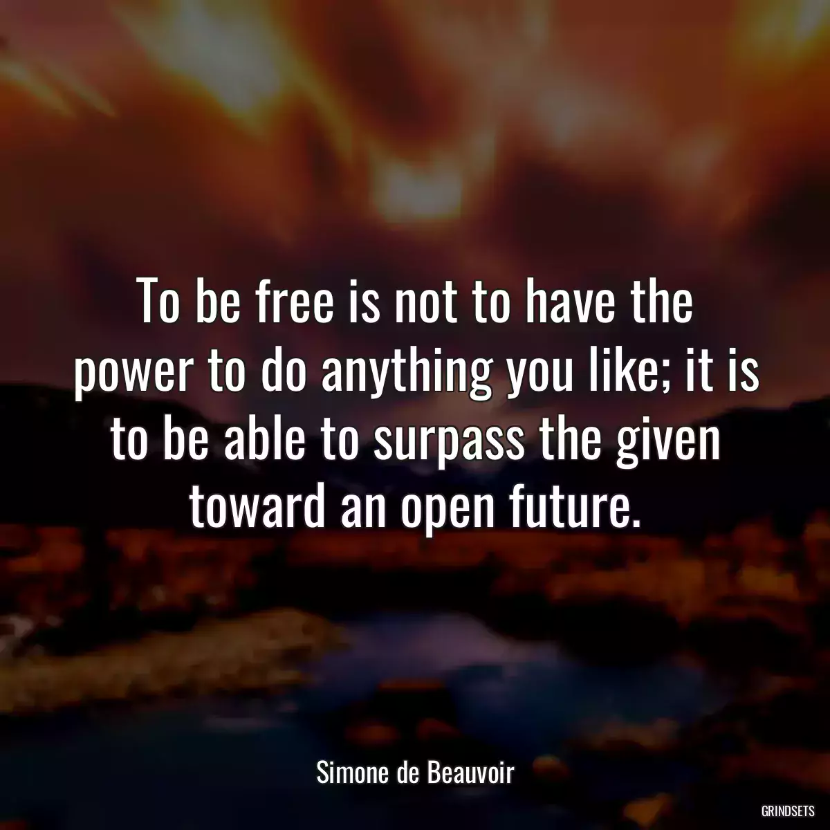 To be free is not to have the power to do anything you like; it is to be able to surpass the given toward an open future.