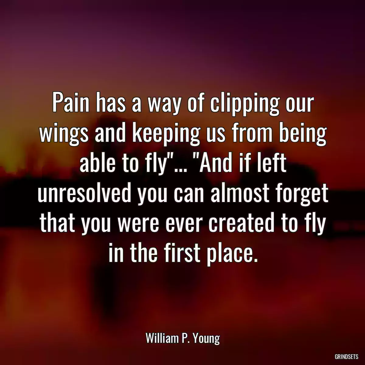 Pain has a way of clipping our wings and keeping us from being able to fly\