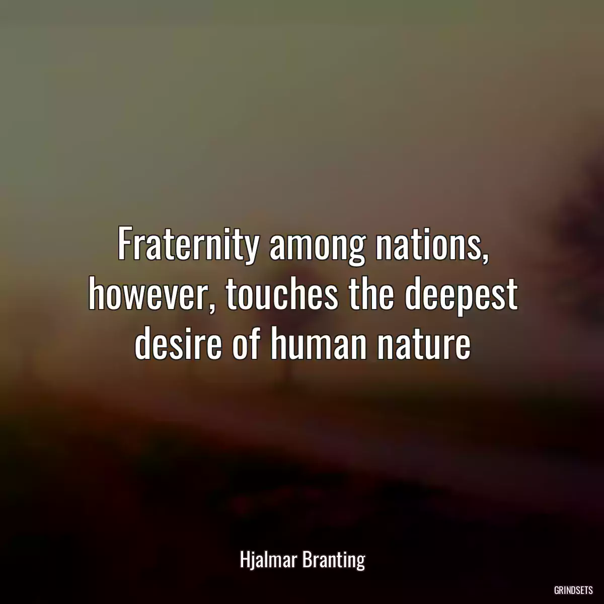 Fraternity among nations, however, touches the deepest desire of human nature