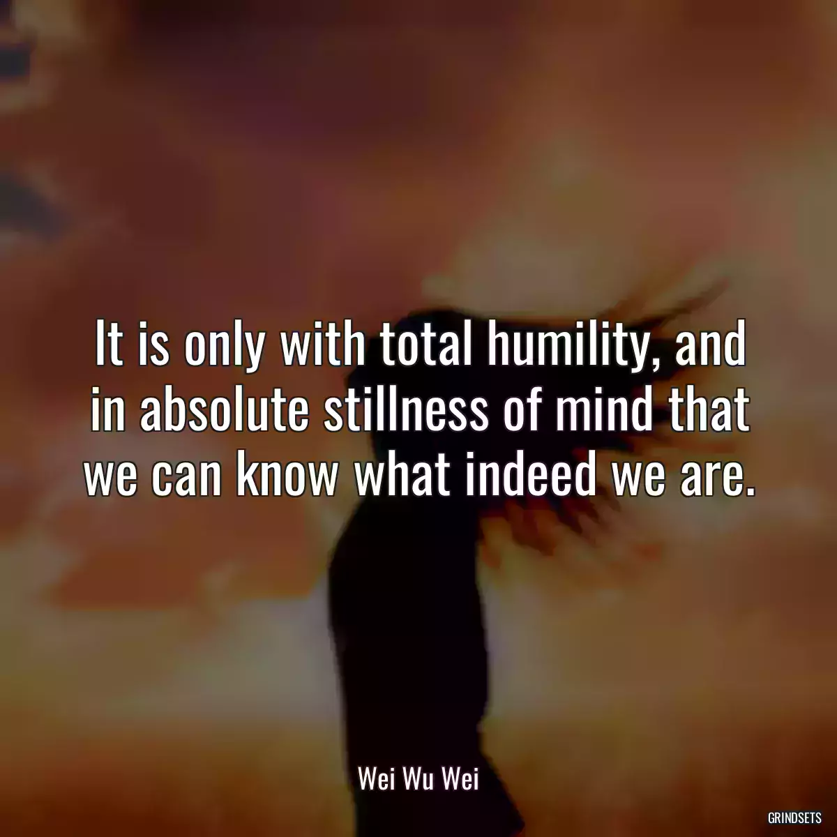 It is only with total humility, and in absolute stillness of mind that we can know what indeed we are.