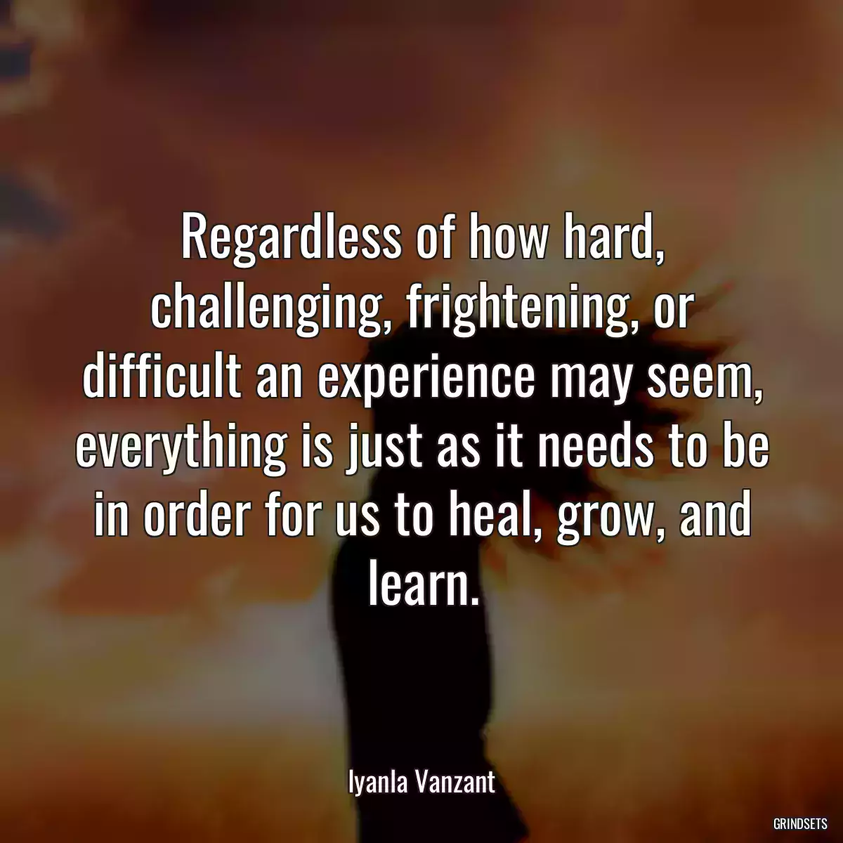 Regardless of how hard, challenging, frightening, or difficult an experience may seem, everything is just as it needs to be in order for us to heal, grow, and learn.