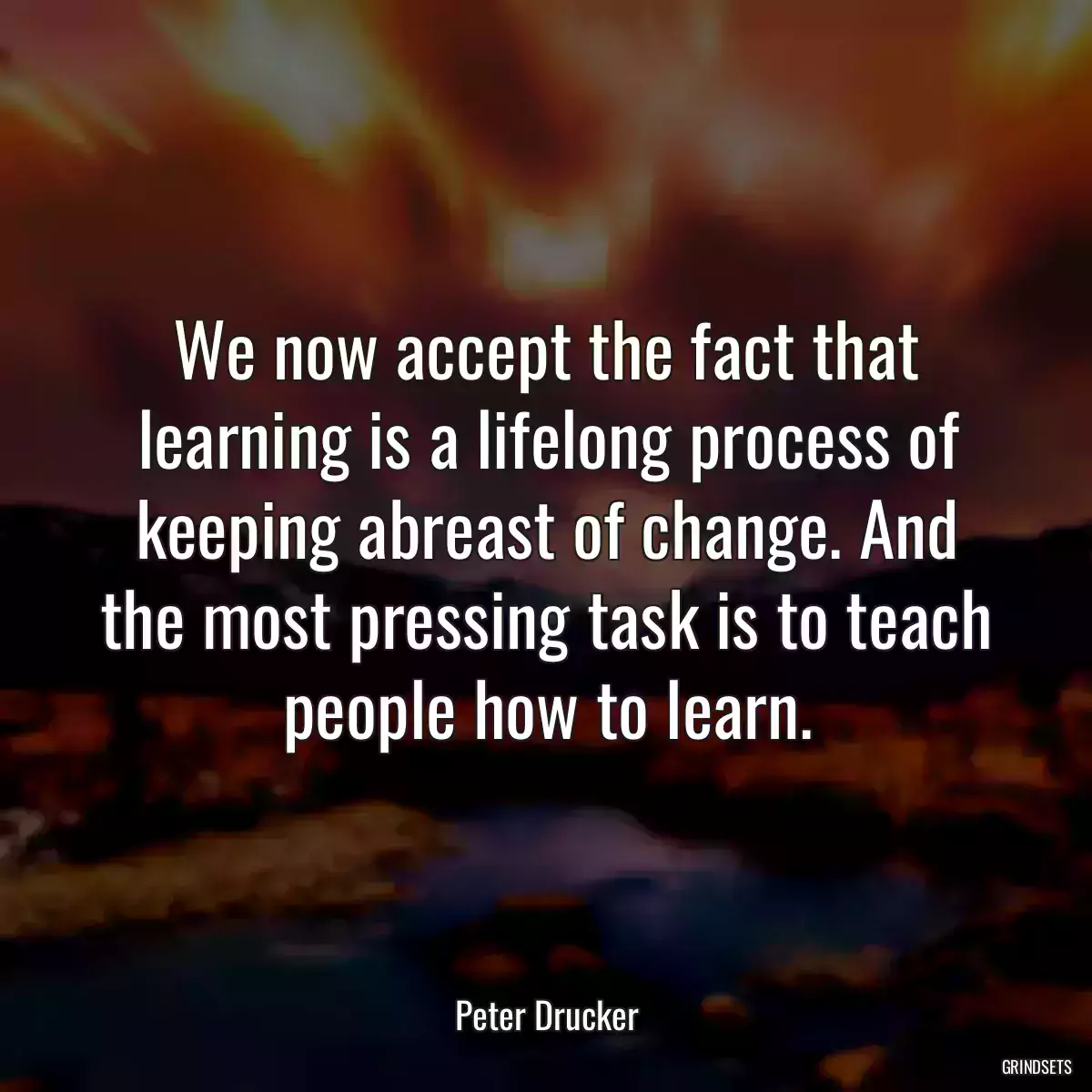 We now accept the fact that learning is a lifelong process of keeping abreast of change. And the most pressing task is to teach people how to learn.