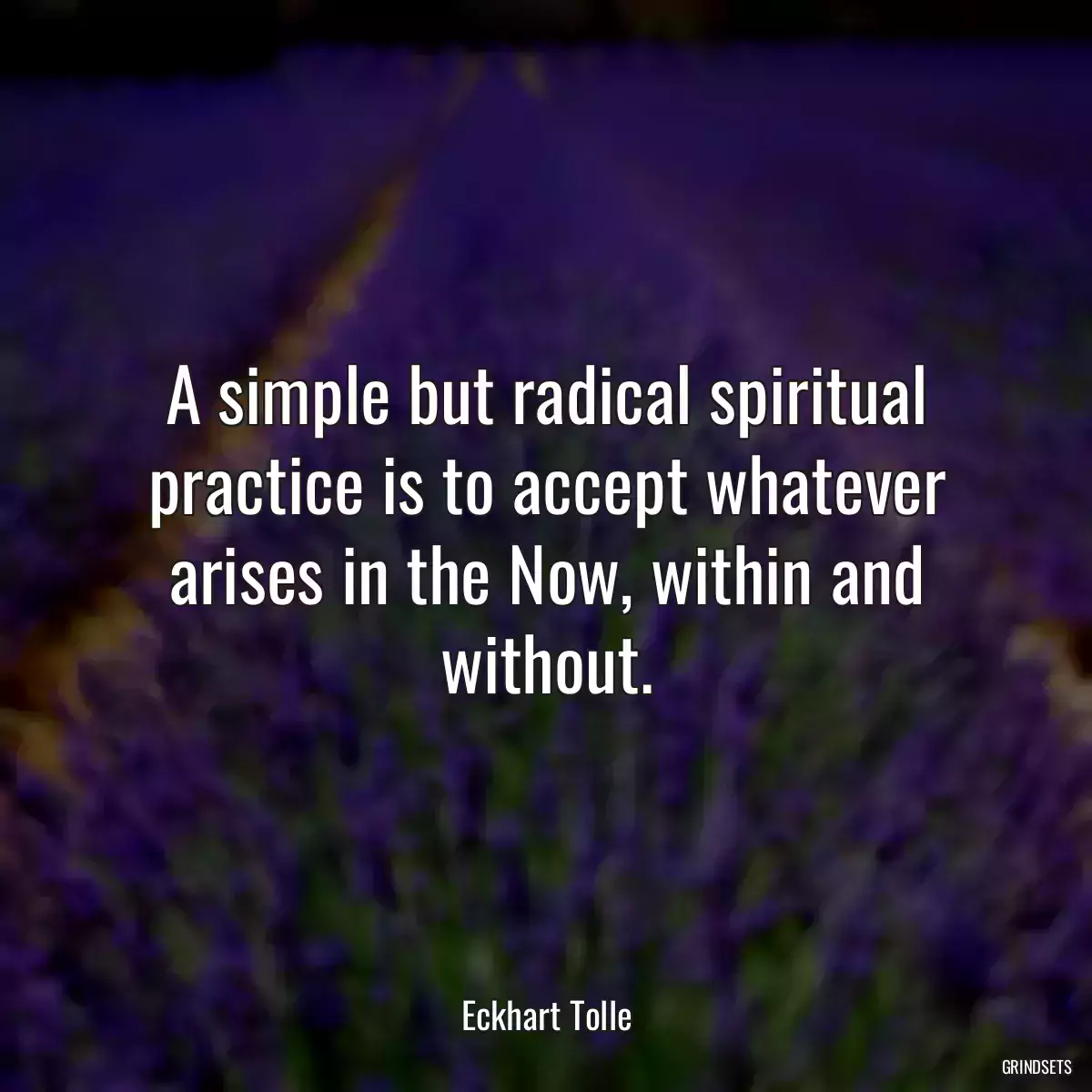 A simple but radical spiritual practice is to accept whatever arises in the Now, within and without.