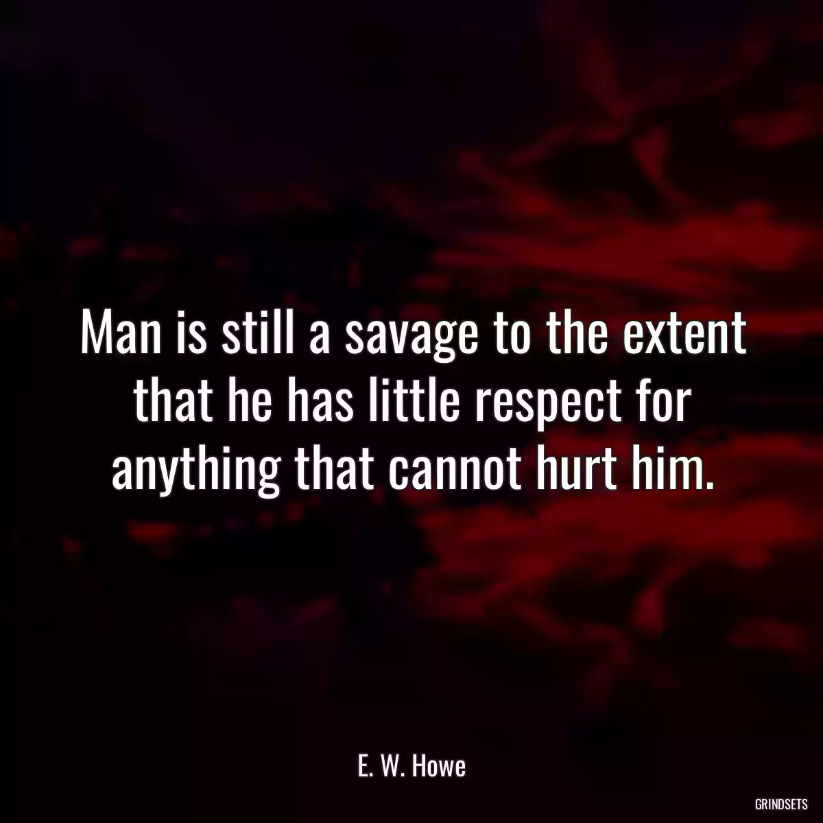 Man is still a savage to the extent that he has little respect for anything that cannot hurt him.