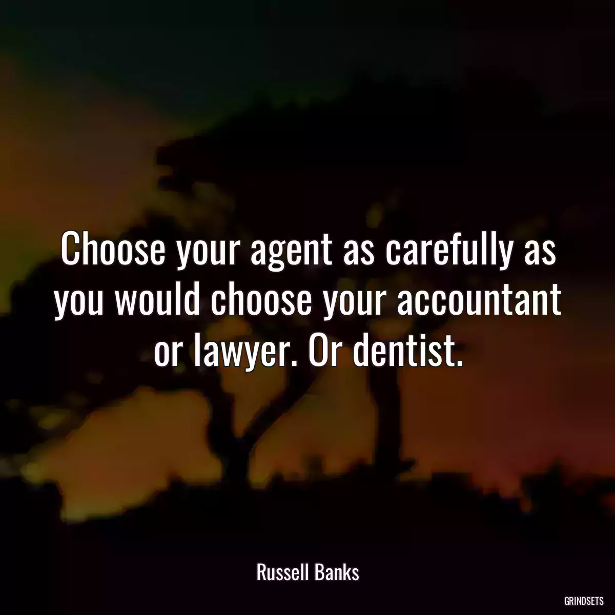 Choose your agent as carefully as you would choose your accountant or lawyer. Or dentist.