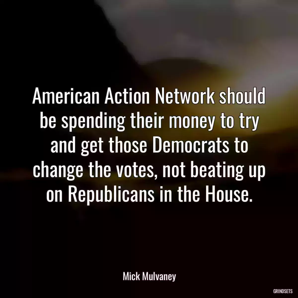 American Action Network should be spending their money to try and get those Democrats to change the votes, not beating up on Republicans in the House.