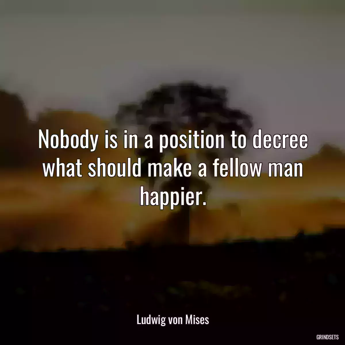 Nobody is in a position to decree what should make a fellow man happier.