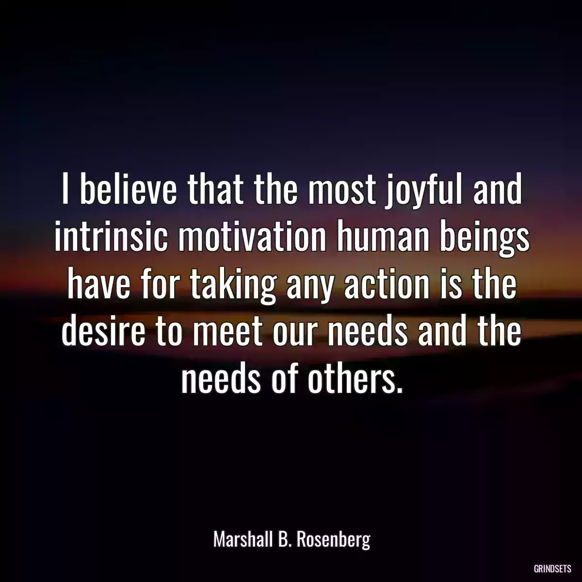 I believe that the most joyful and intrinsic motivation human beings have for taking any action is the desire to meet our needs and the needs of others.