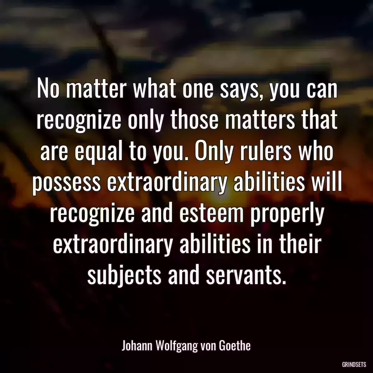 No matter what one says, you can recognize only those matters that are equal to you. Only rulers who possess extraordinary abilities will recognize and esteem properly extraordinary abilities in their subjects and servants.