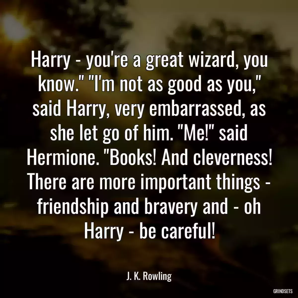 Harry - you\'re a great wizard, you know.\