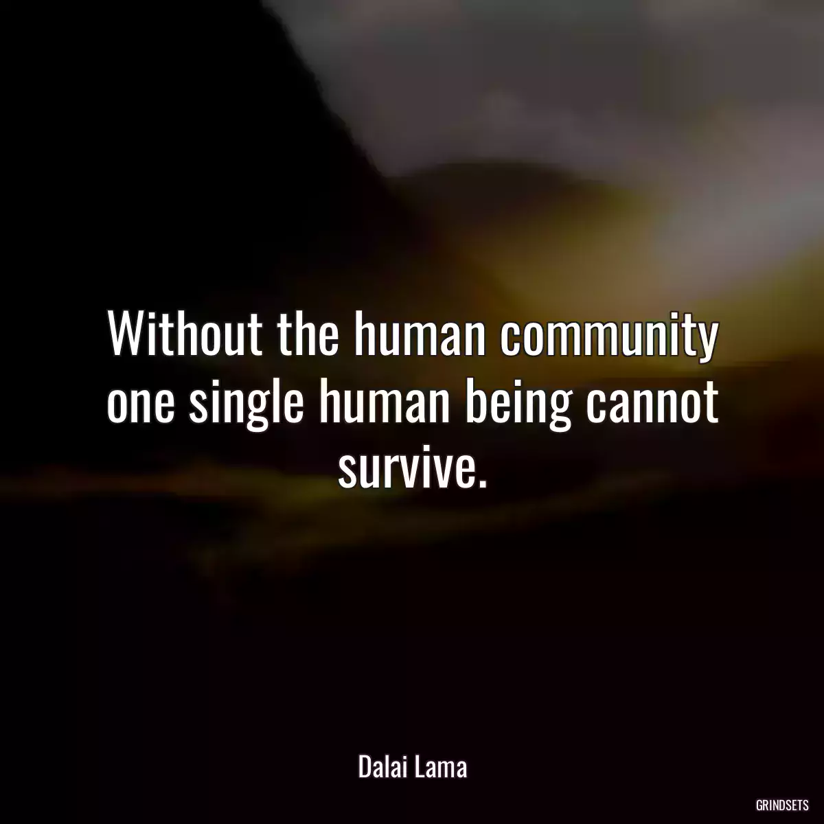 Without the human community one single human being cannot survive.