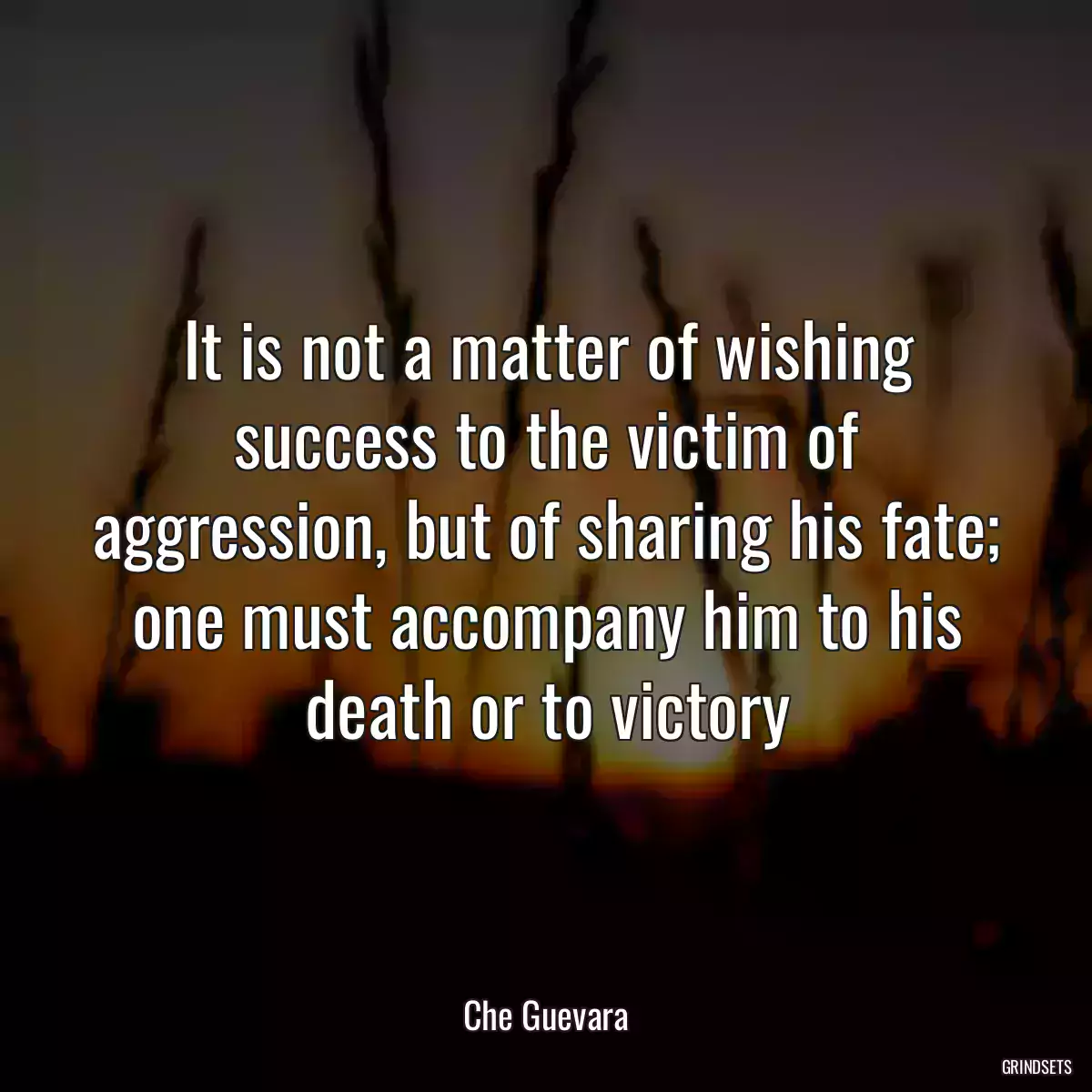 It is not a matter of wishing success to the victim of aggression, but of sharing his fate; one must accompany him to his death or to victory