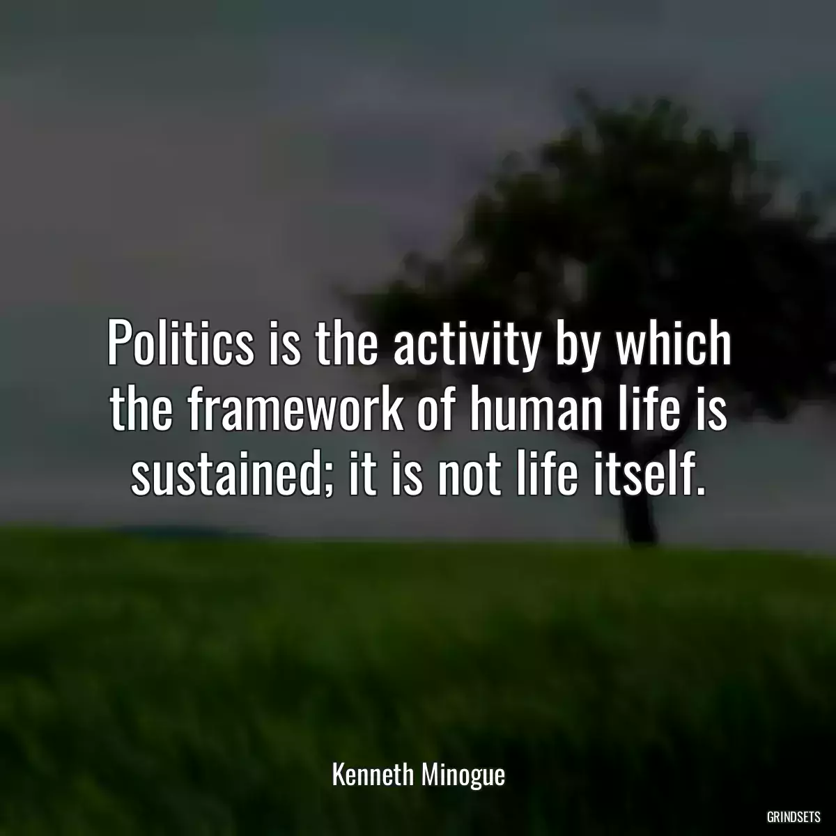 Politics is the activity by which the framework of human life is sustained; it is not life itself.