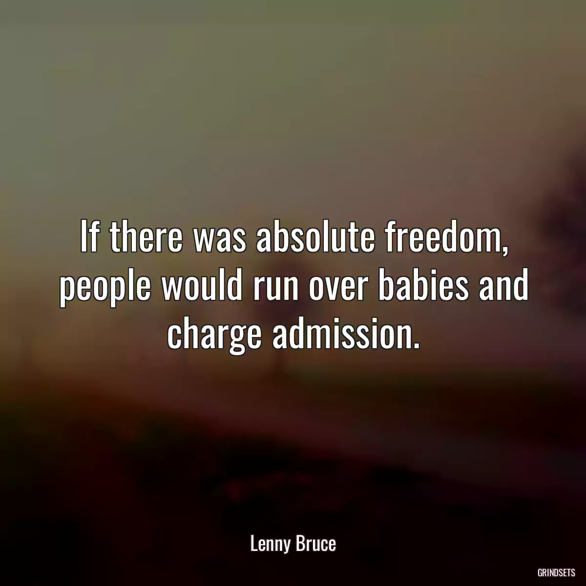 If there was absolute freedom, people would run over babies and charge admission.