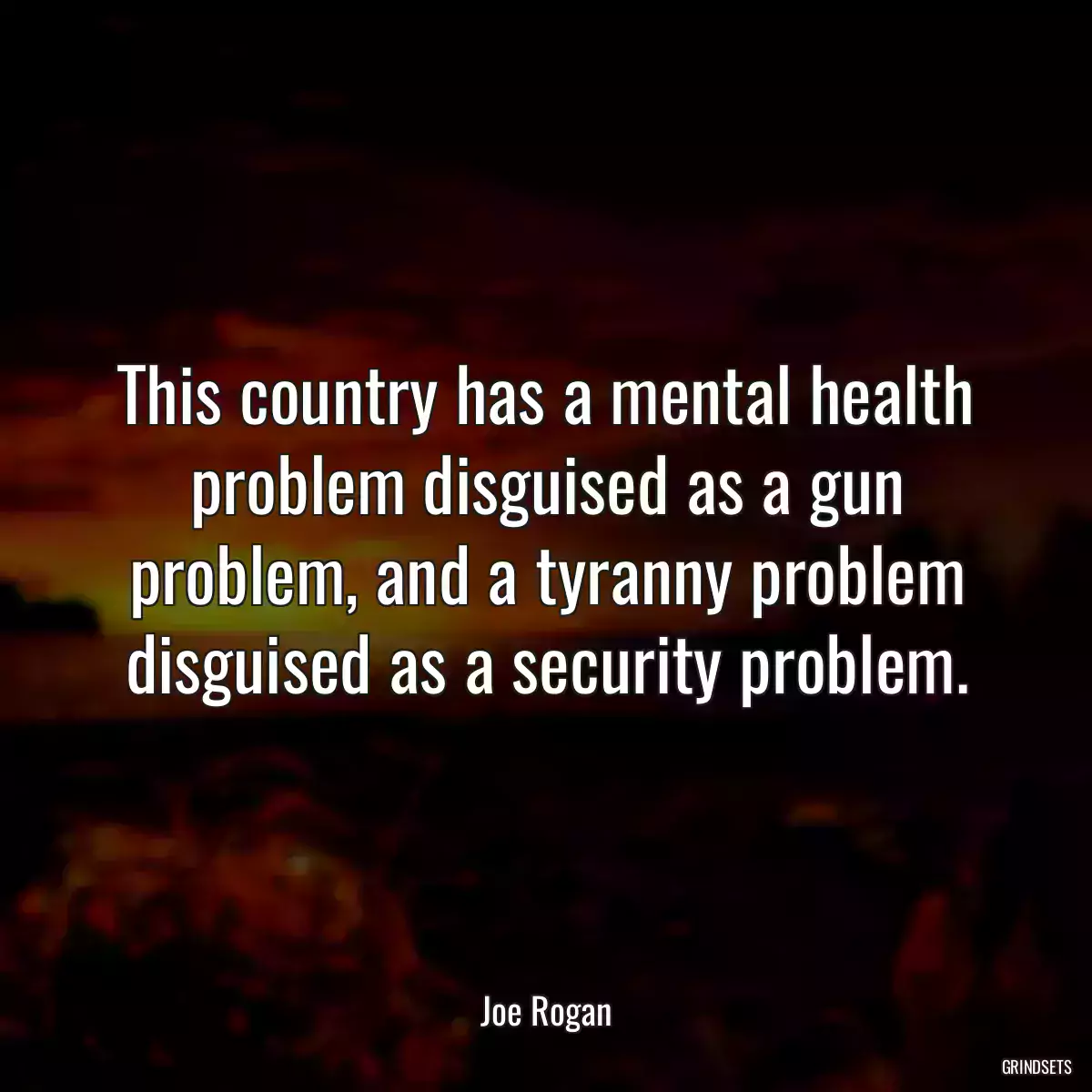 This country has a mental health problem disguised as a gun problem, and a tyranny problem disguised as a security problem.