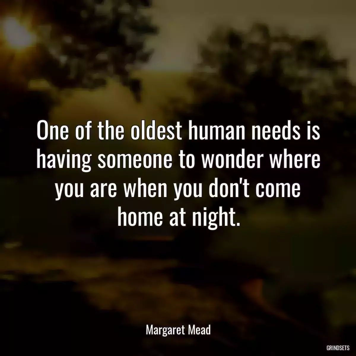 One of the oldest human needs is having someone to wonder where you are when you don\'t come home at night.