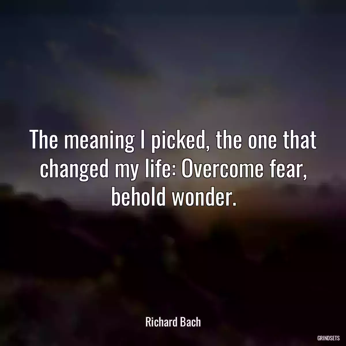 The meaning I picked, the one that changed my life: Overcome fear, behold wonder.