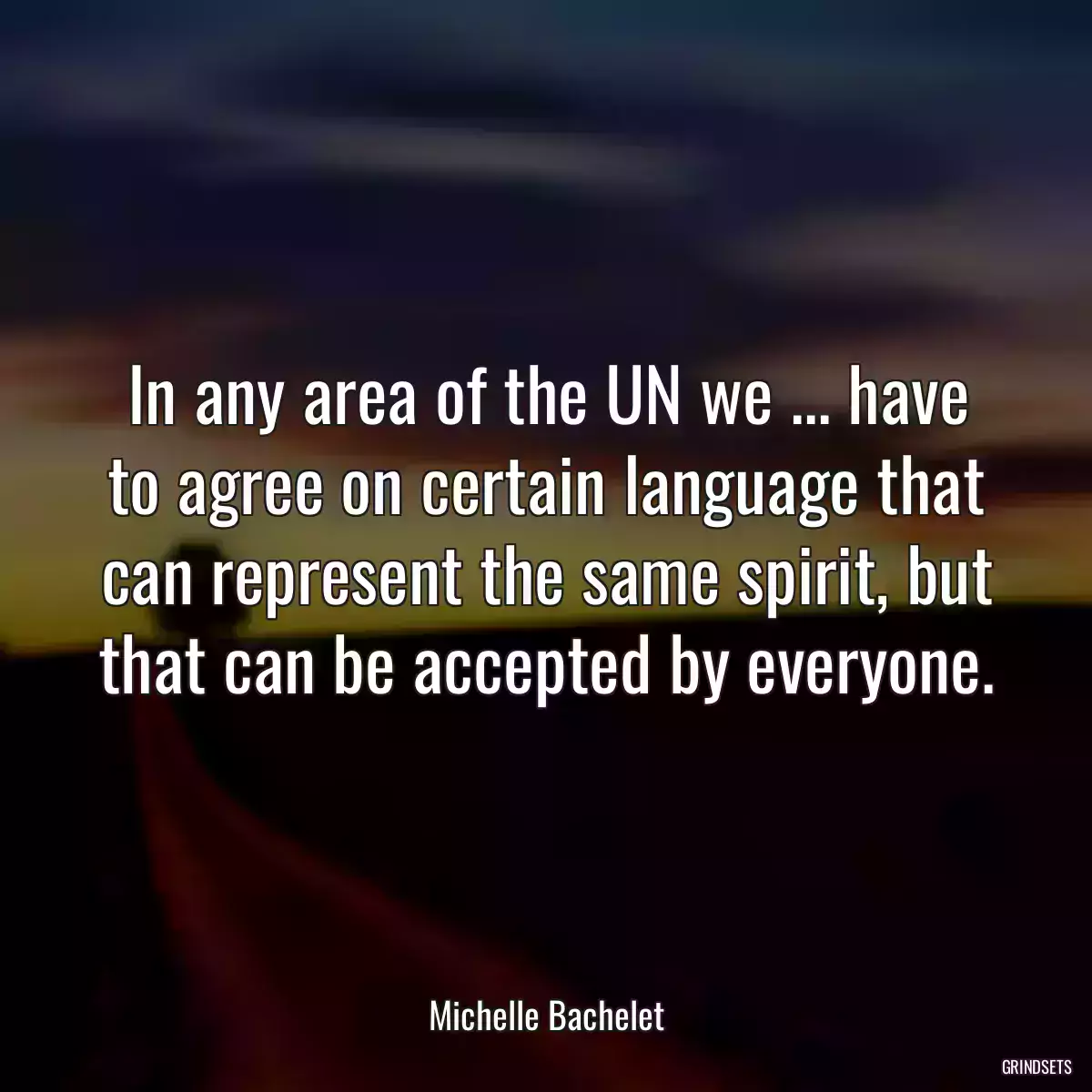 In any area of the UN we ... have to agree on certain language that can represent the same spirit, but that can be accepted by everyone.