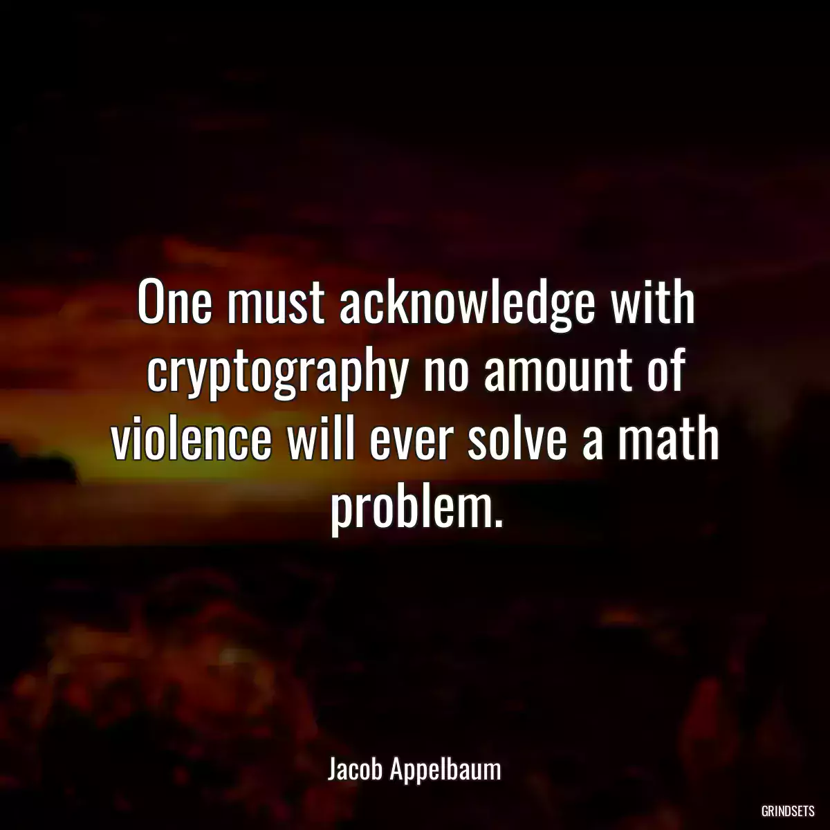 One must acknowledge with cryptography no amount of violence will ever solve a math problem.