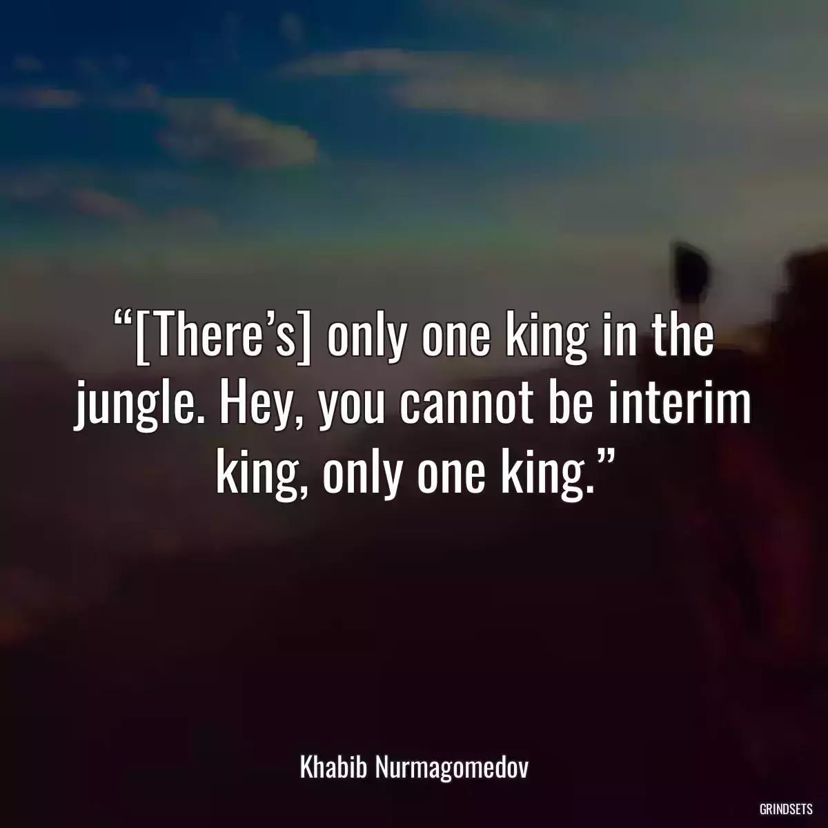 “[There’s] only one king in the jungle. Hey, you cannot be interim king, only one king.”