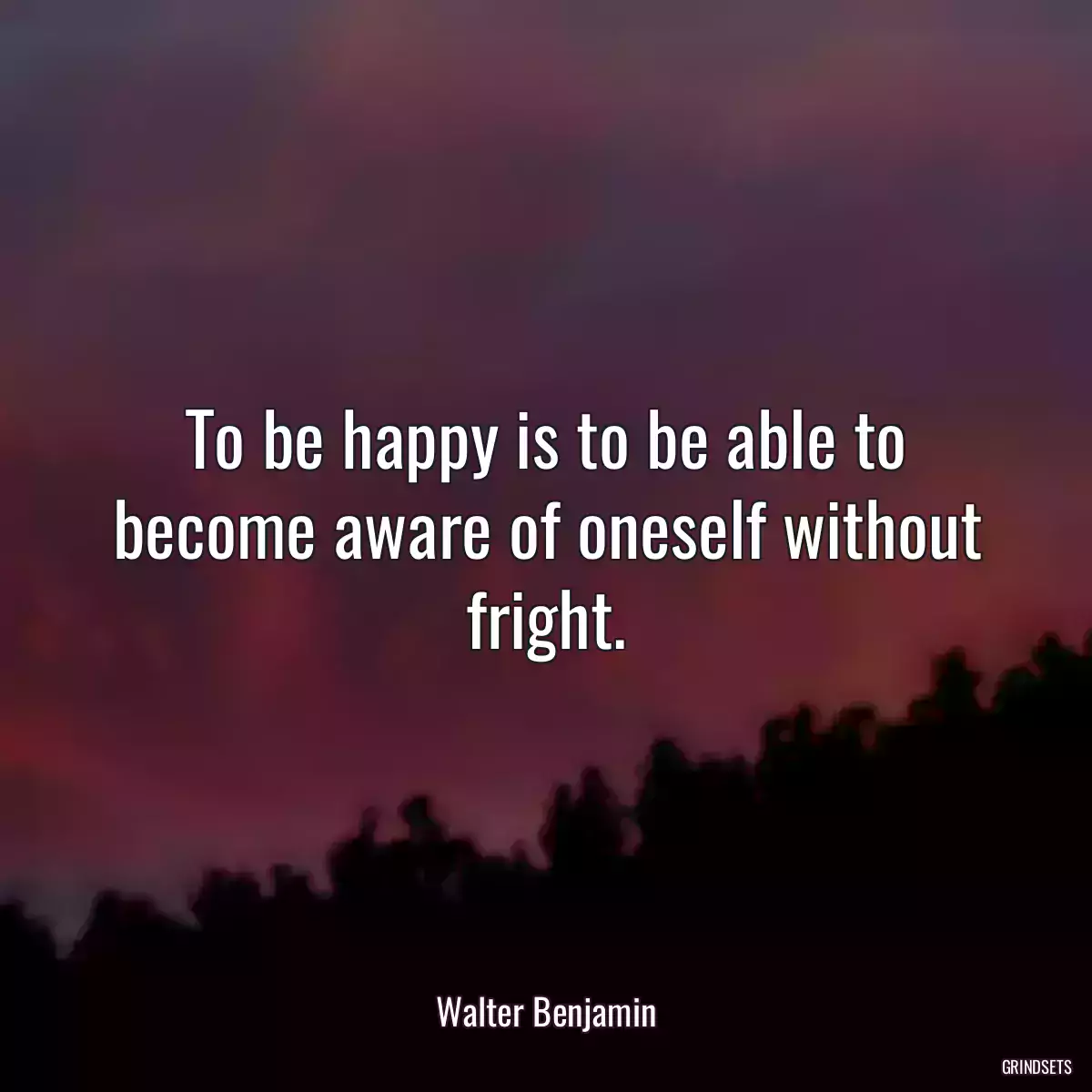 To be happy is to be able to become aware of oneself without fright.