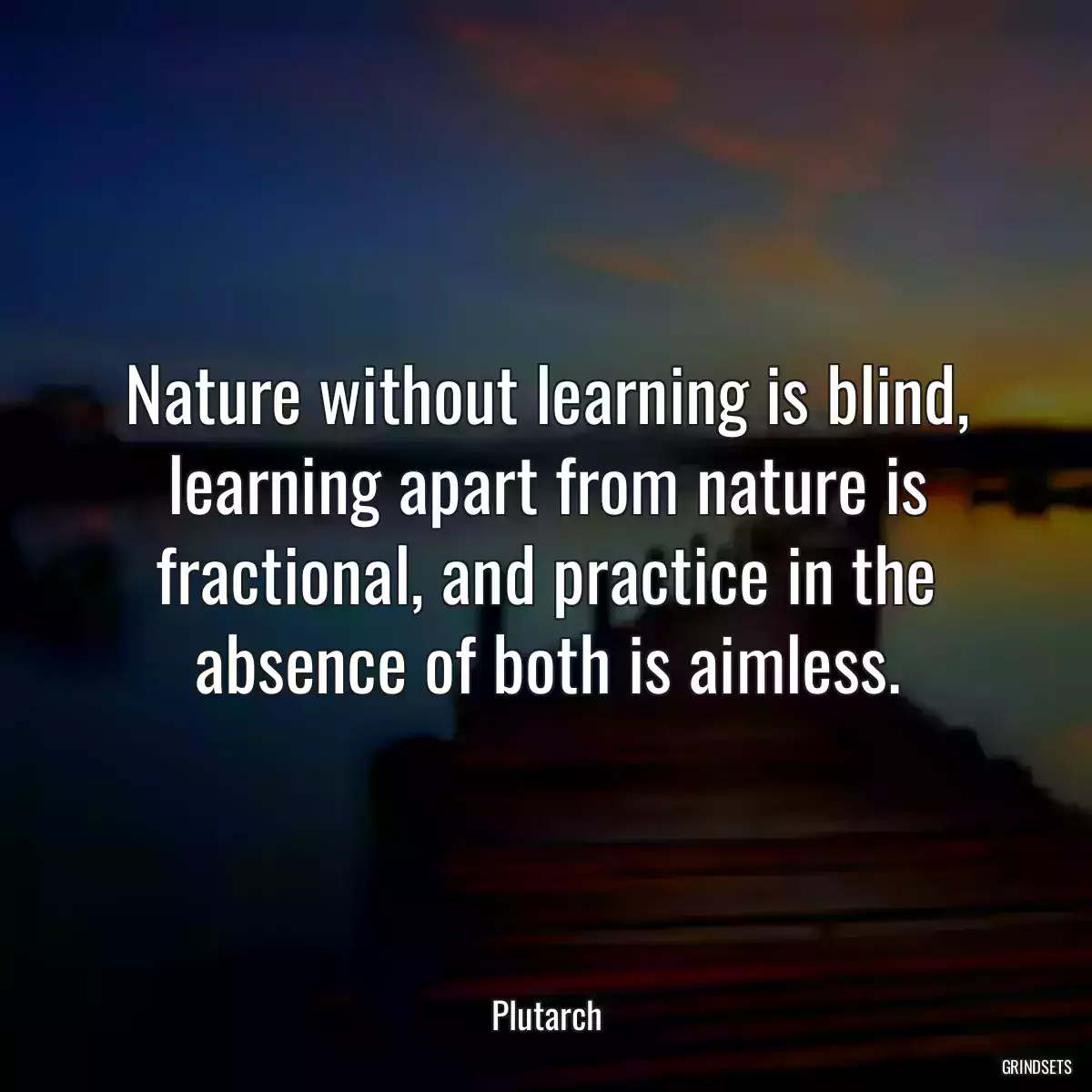 Nature without learning is blind, learning apart from nature is fractional, and practice in the absence of both is aimless.