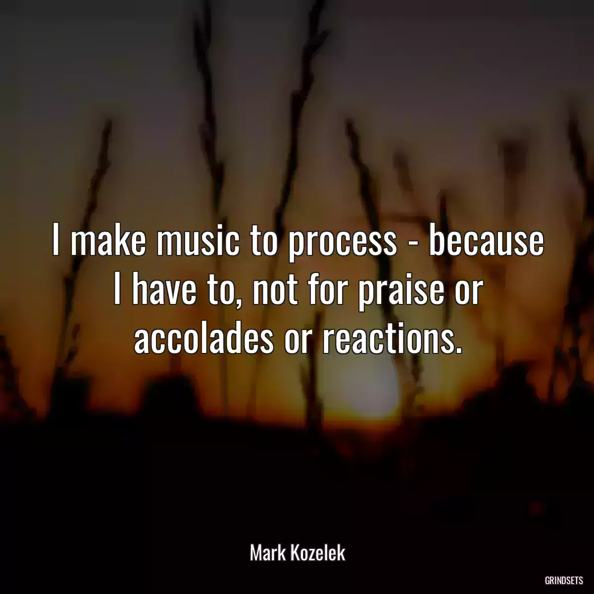 I make music to process - because I have to, not for praise or accolades or reactions.